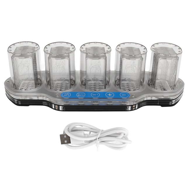 RGB Tube Clock LED Table Clock 24 Hour USB Powered Adjustable Modes