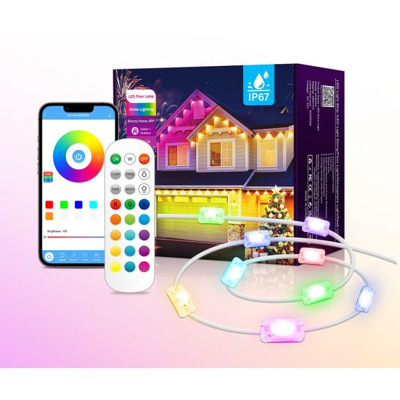 RGB Waterproof Eaves Light Bluetooth Eaves Light String LED Outdoor Lights Fantasy Color String Lights
