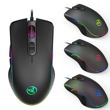 RGB marquee backlit LED 7 button wired USB gaming mouse adjustable 1000 | 1600 | 3200 | 6400 DPI . Ergonomic grip
