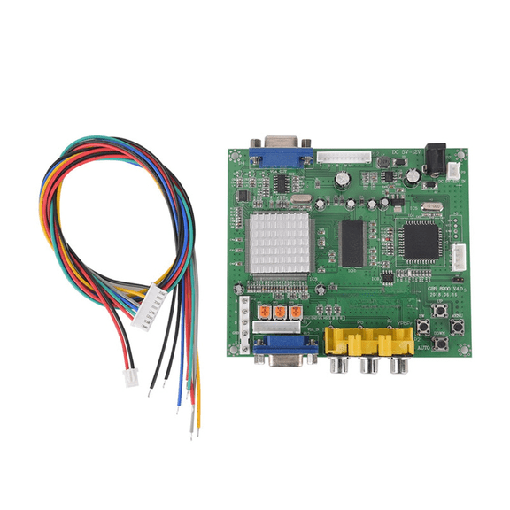 RGB to VGA Video Converter Board for Arcade Games, Supports CGA EGA YUV Component Signals, Auto-Sensing HD Adapter for Retro Console Monitor Display