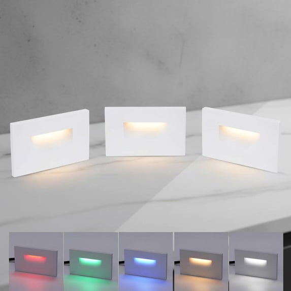 RGBCW LED Indoor Outdoor Step Light, RGB Selectable Stair Lights, Pack of 3
