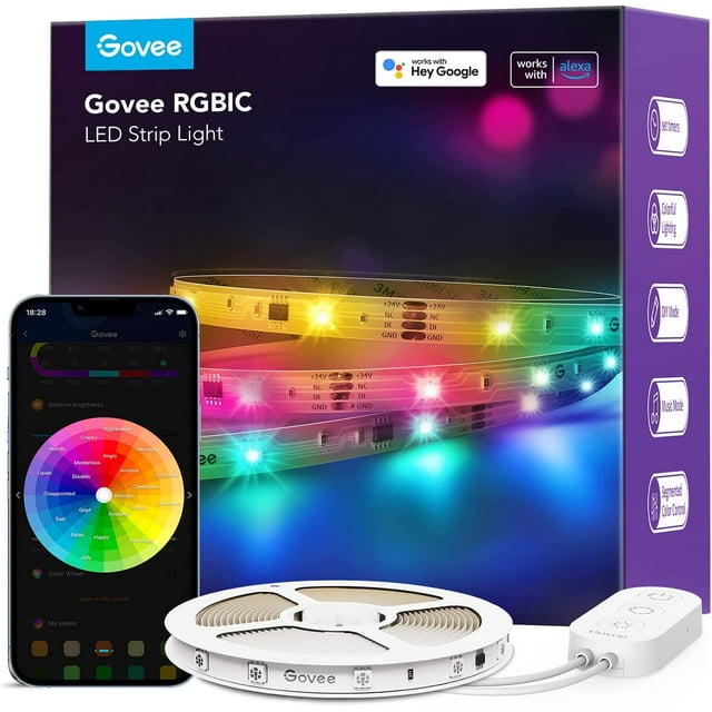 RGBIC Alexa LED Strip Light 32.8ft, Smart WiFi LED Lights Work with