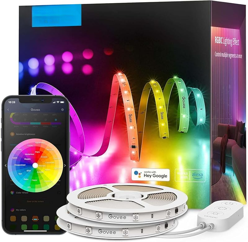 Smart Led Ribbon Lights RGBIC LED Strip Lights, Smart LED Lights Work with Alexa and Google ...