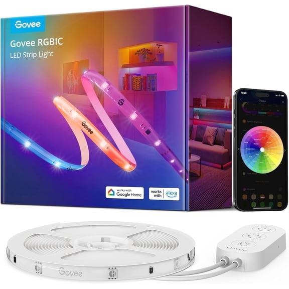 RGBIC Pro LED Strip Lights, 32.8ft Color Changing Smart LED Strips, Works with Alexa and Google, Segmented DIY, Music Sync, WiFi and App Control, LED Lights for Bedroom,Home Decor