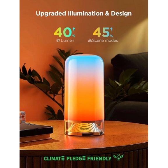 RGBIC Smart Table Lamp 2, Touch Bedside Small Table Lamp Work with Matter, Alexa, LED Desk Lamp with 64 Scene Modes, Color Changing Lamp for Bedroom Living Room Dimmable Night Light(Corded)