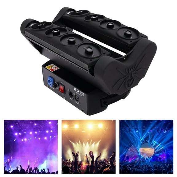 RGBW 8-Eye Spider Moving Head Stage Light LED Beam Laser DJ Party Spot Lighting