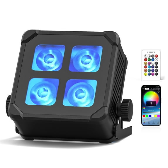 RGBWA+UV Waterproof Par Light 6000mAh Battery - APP,Remote,DMX, for Party,Disco,Stage