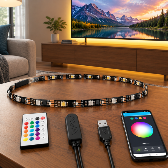 RGBWW LED Light Strips for 50-55 Inch TV with App and Remote Control