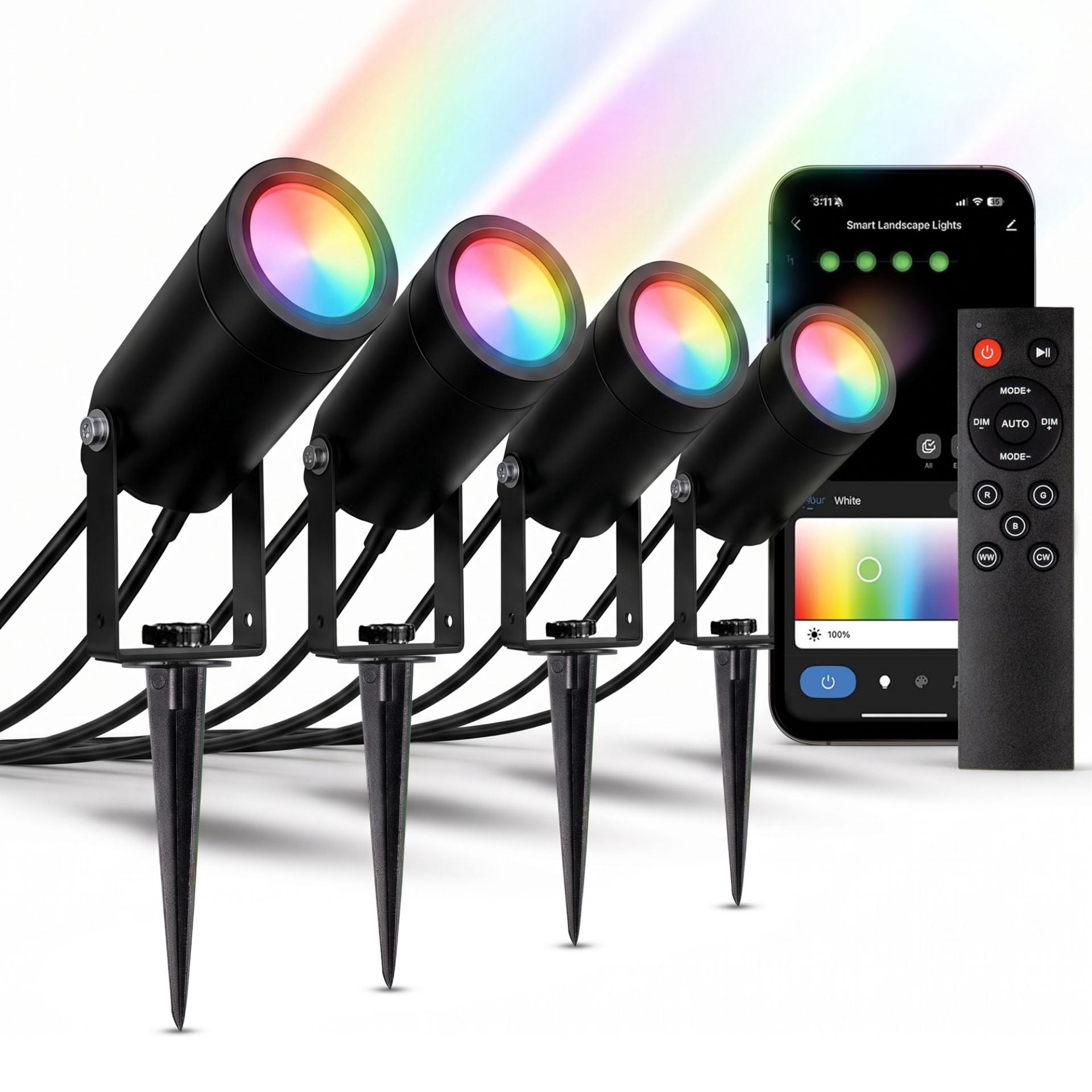 Novelty Lights Color Changing Landscape Spot Lights 4 Pack, Smart RGB ...