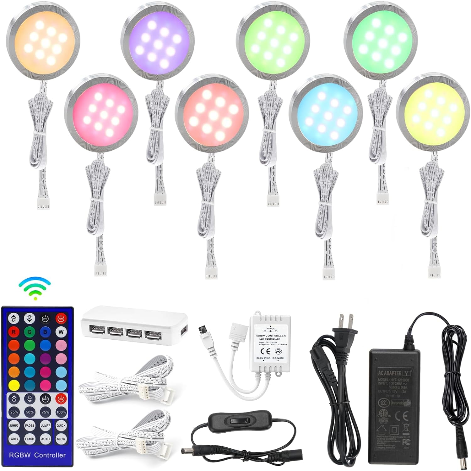 Aiboo RGBWW Color Changing LED Lighting Kit, 40-Key IR Remote, 8 Lights ...