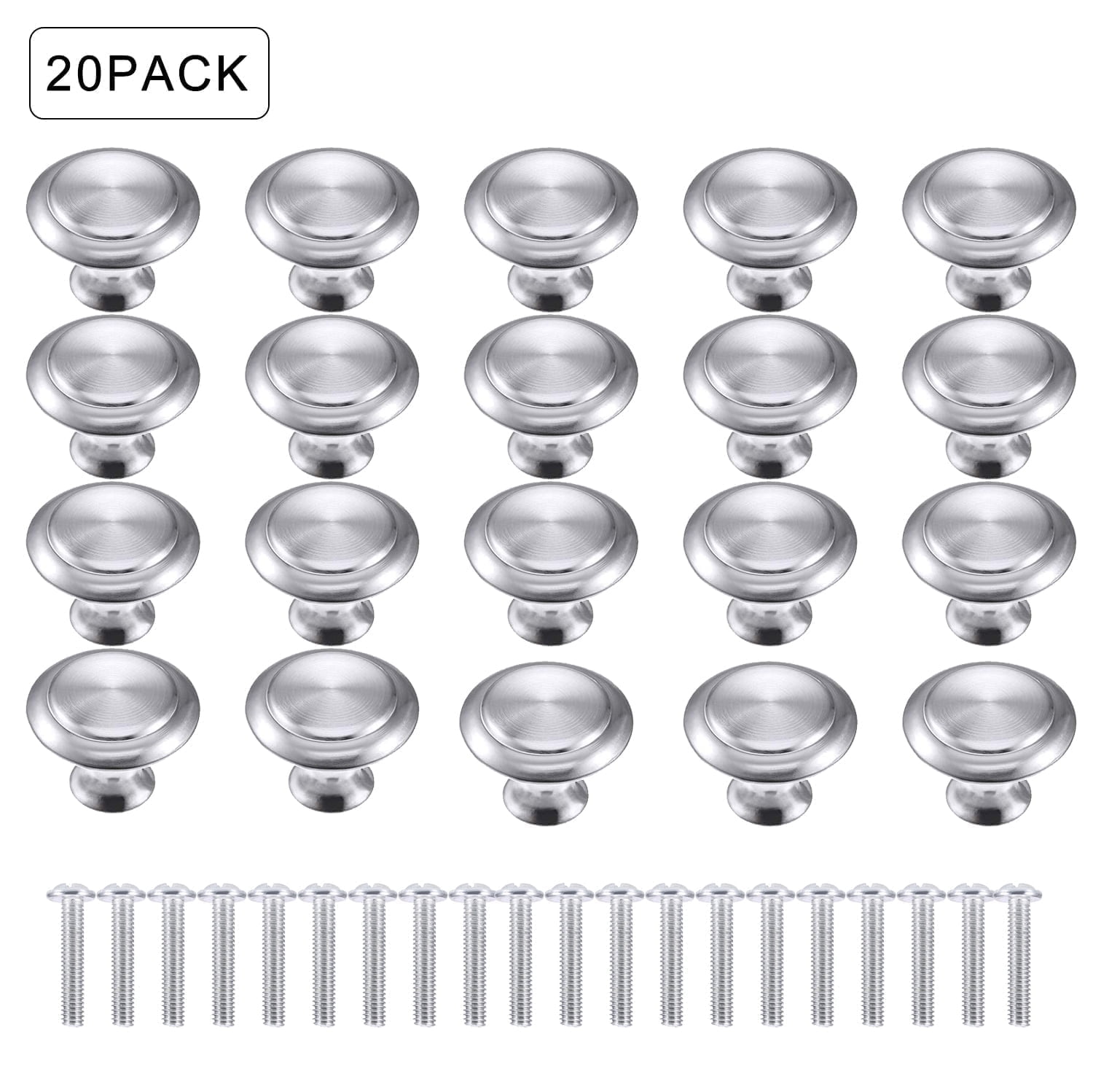 RGBZONE 20 Pcs Kitchen Knob Pulls, Stainless Steel Drawer Dresser Knobs