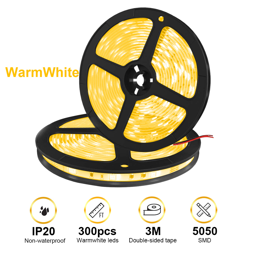 RGBZONE LED Strip Lights 16.4ft Warm White LED Light Strip 5050 12V 5