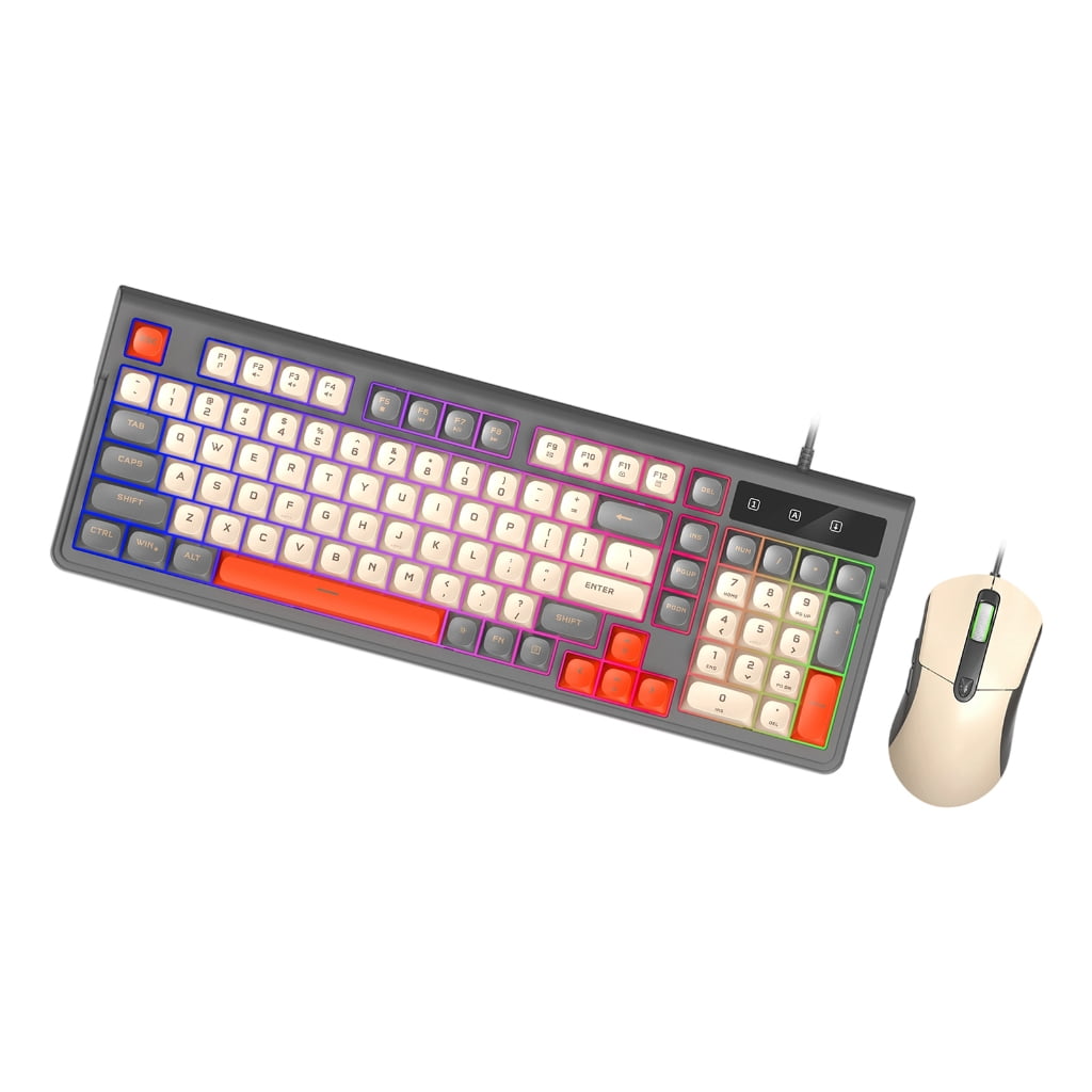 RGBs Colorful Backlit USB Cord Keyboards and Mouse Set 98Keys Mixed ...