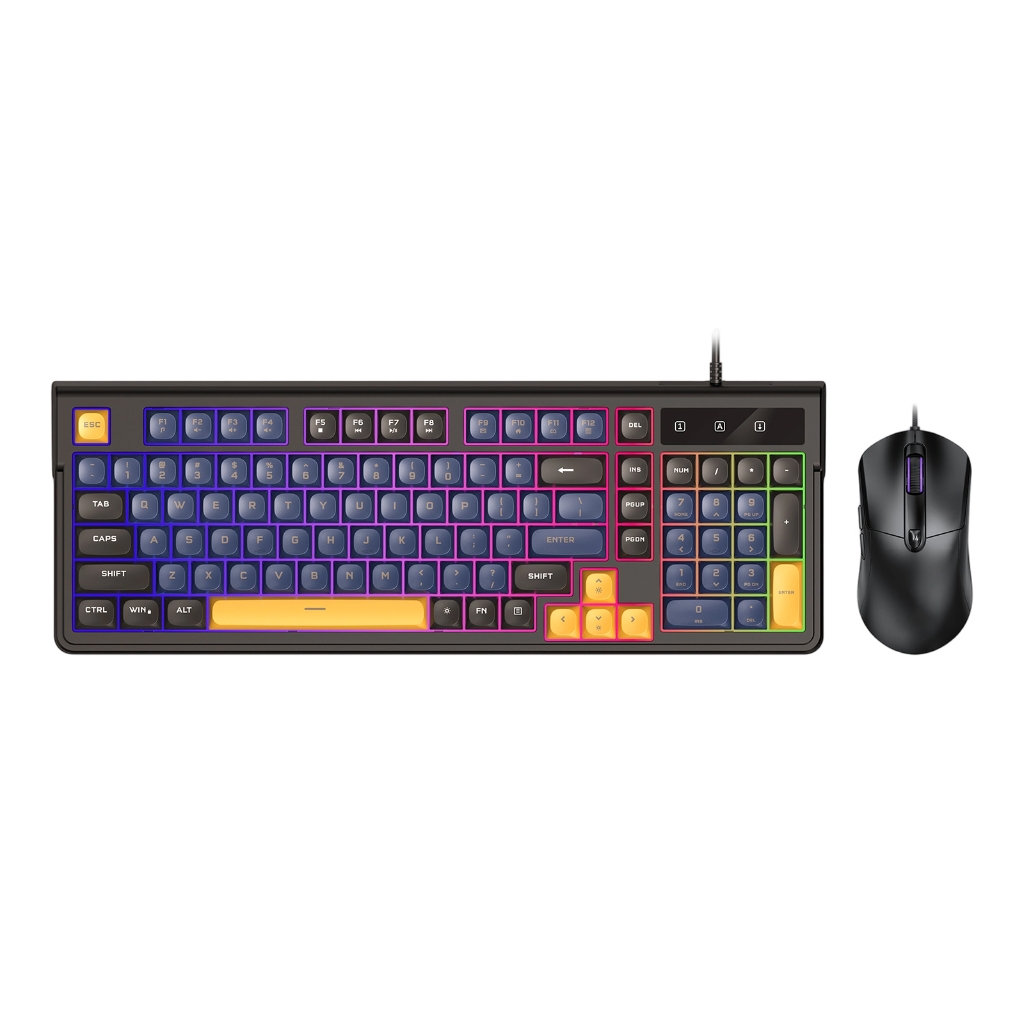 RGBs Colorful Backlit USB Cord Keyboards and Mouse Set 98Keys Mixed ...