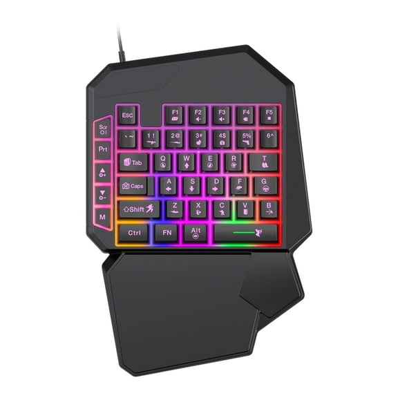 RGBs Illuminated One Handed Gaming Keyboards Mouse With Ergonomic Wrist Rest USB Connectivities Programmable Button For Enhances Play