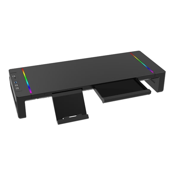 Multifunctional Computer Monitor And Laptop Stand With RGBs Lighting Multiple USB Charging Port For Enhances Desk Setups