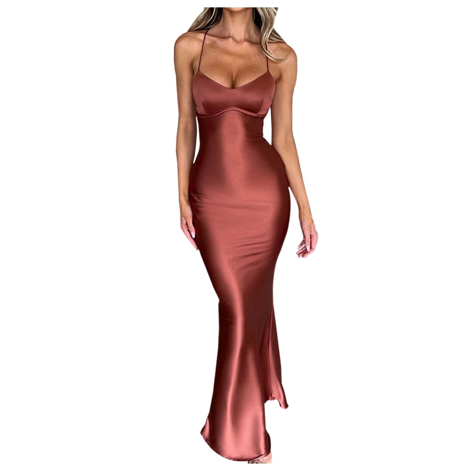 Sexy Backless Stain Dress Women Elegant Sleeveless Maxi Dresses 2025 Evening Dresses