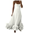thumbnail image 1 of RGDYPKO For Women 2025 Women's Solid Color Fashion Strapless A Line Dress With Flower Detail Elegant Summer Charm Suitable For Various Activities, 1 of 6