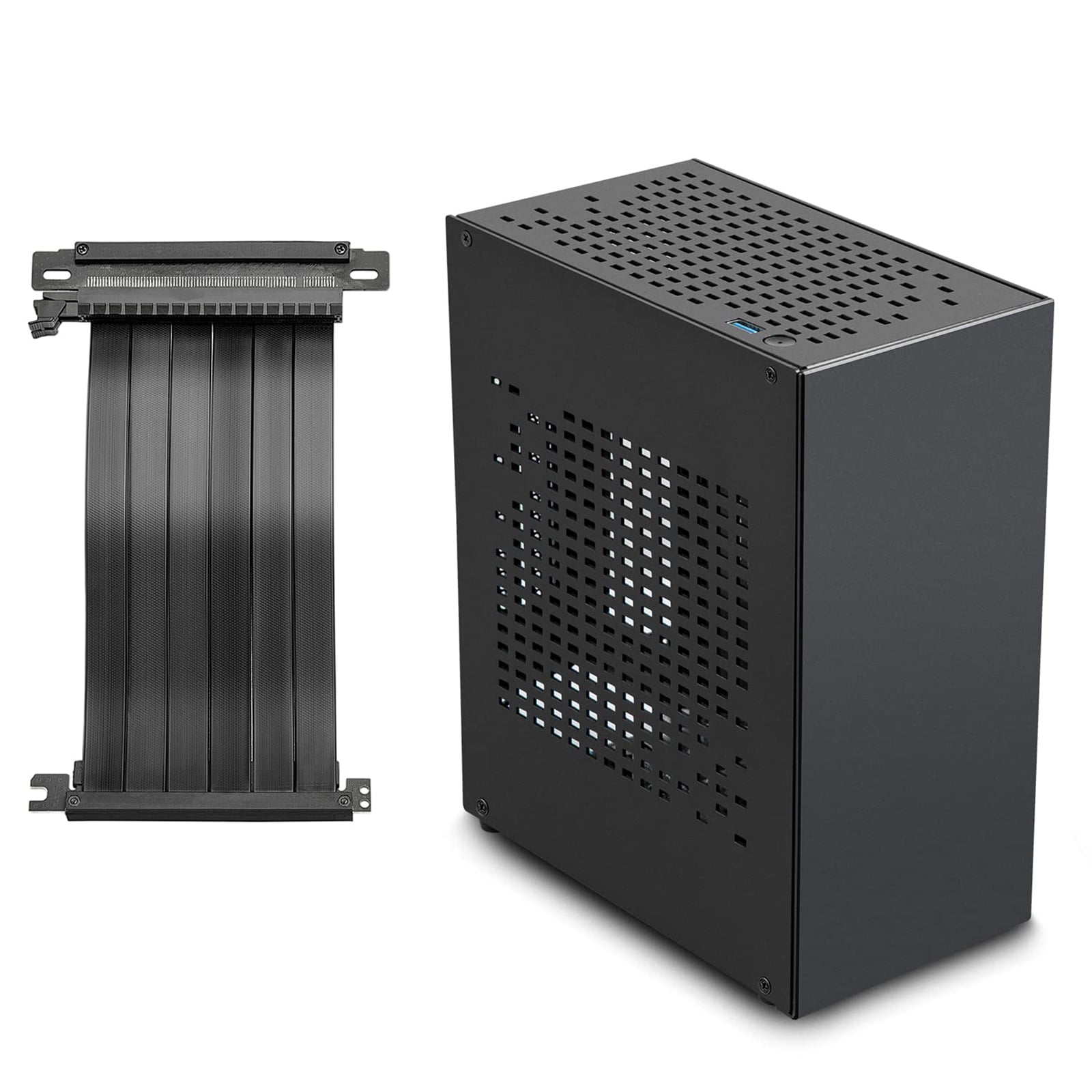 RGEEK Aluminum Mini ITX Case with PCIe Riser, JOYJOM Mini PC Case, SFF ...