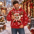thumbnail image 1 of RGGEEUN Dog Pouch Hoodies Pet Carrier Hoodies Christmas Reindeer Graphic Long Sleeve Hooded Pullover with Pocket Mens Sweatshirt for Small Pets Daily Walking,M, 1 of 7