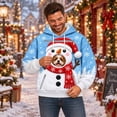 thumbnail image 1 of RGGEEUN Dog Pouch Hoodies Pet Carrier Hoodies Christmas Snowman Graphic Long Sleeve Hooded Pullover with Pocket Mens Sweatshirt for Small Pets Everyday Use,L, 1 of 7