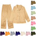 thumbnail image 1 of RGGEEUN Family Christmas Pajamas Matching Sets Lapel Long Sleeve Tops Satin Pants Xmas Holiday Sleepwear Pjs Set Streetwear, 1 of 3