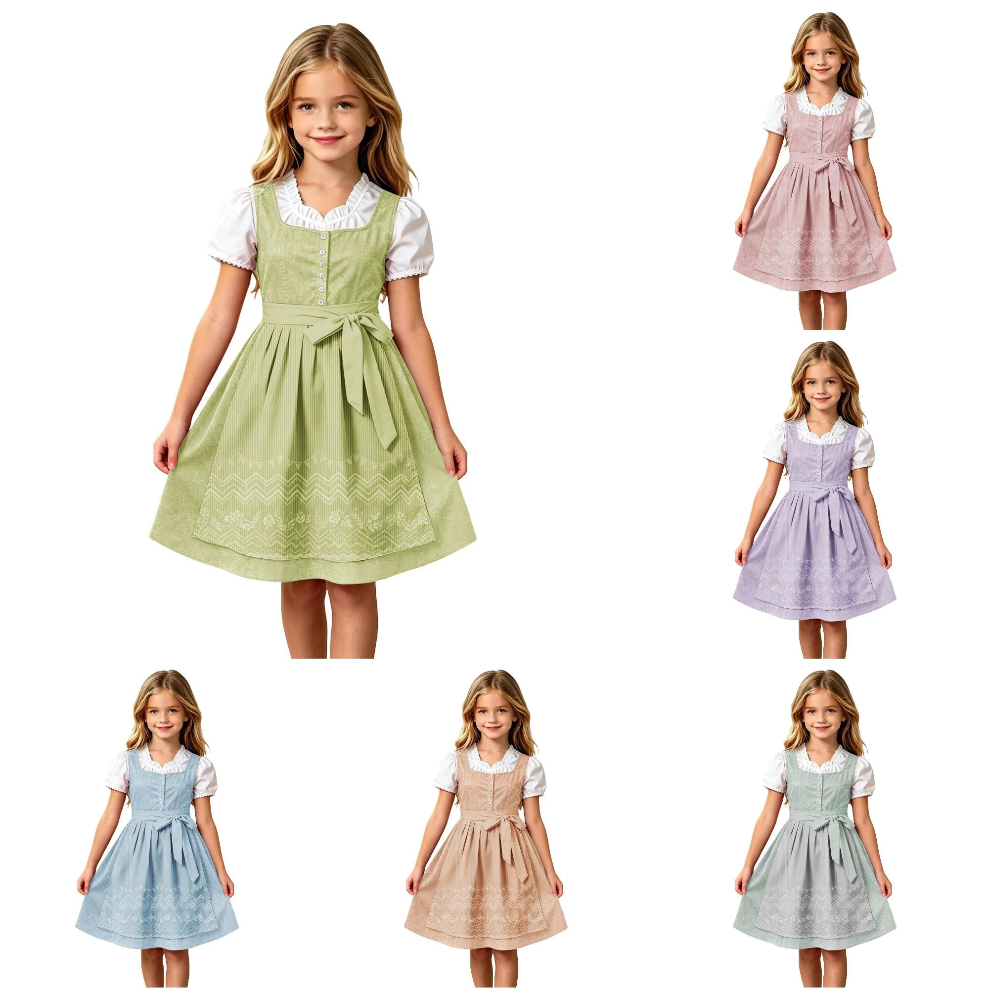 Wellness Line Patterns RGGEEUN Girls Boho Dress Bow Waist Square Neck Button Line Pattern ...