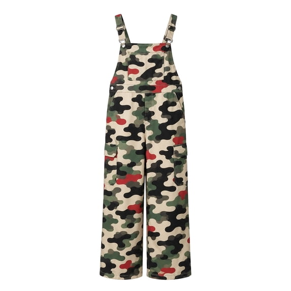 RGGEEUN Overalls for Boys Cute Pattern Wide Leg Adjustable Strap Boys ...