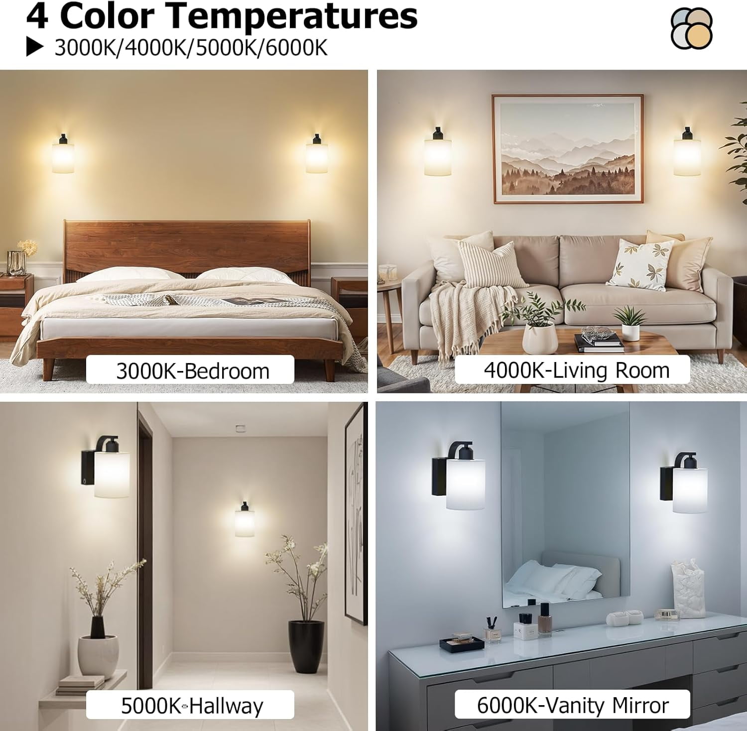 RGHJAR-1 Pack Battery Operated Wall Sconces Lights: 6000mAh Rechargeable Wall Lights with Remote Control, Dimmable LED Wall Lamp Indoor, Black Wireless Scone Lighting for Bedroom Living Room Bathroom