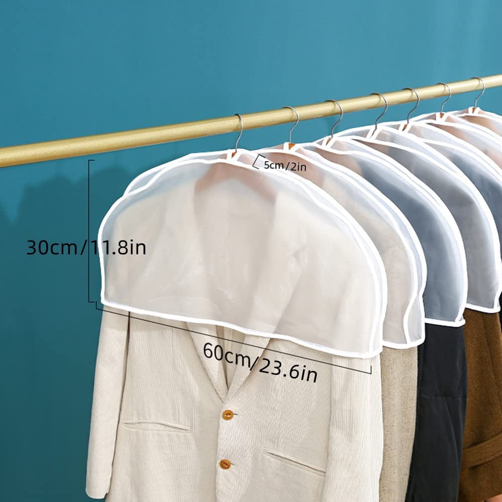 RGHJAR-10Pack Shoulder Covers Clothing dust Cover Hanger Covers for Clothes Plastic Garment Bags for Closet Storage Suit, Coats, Jackets, Dress Closet Storage