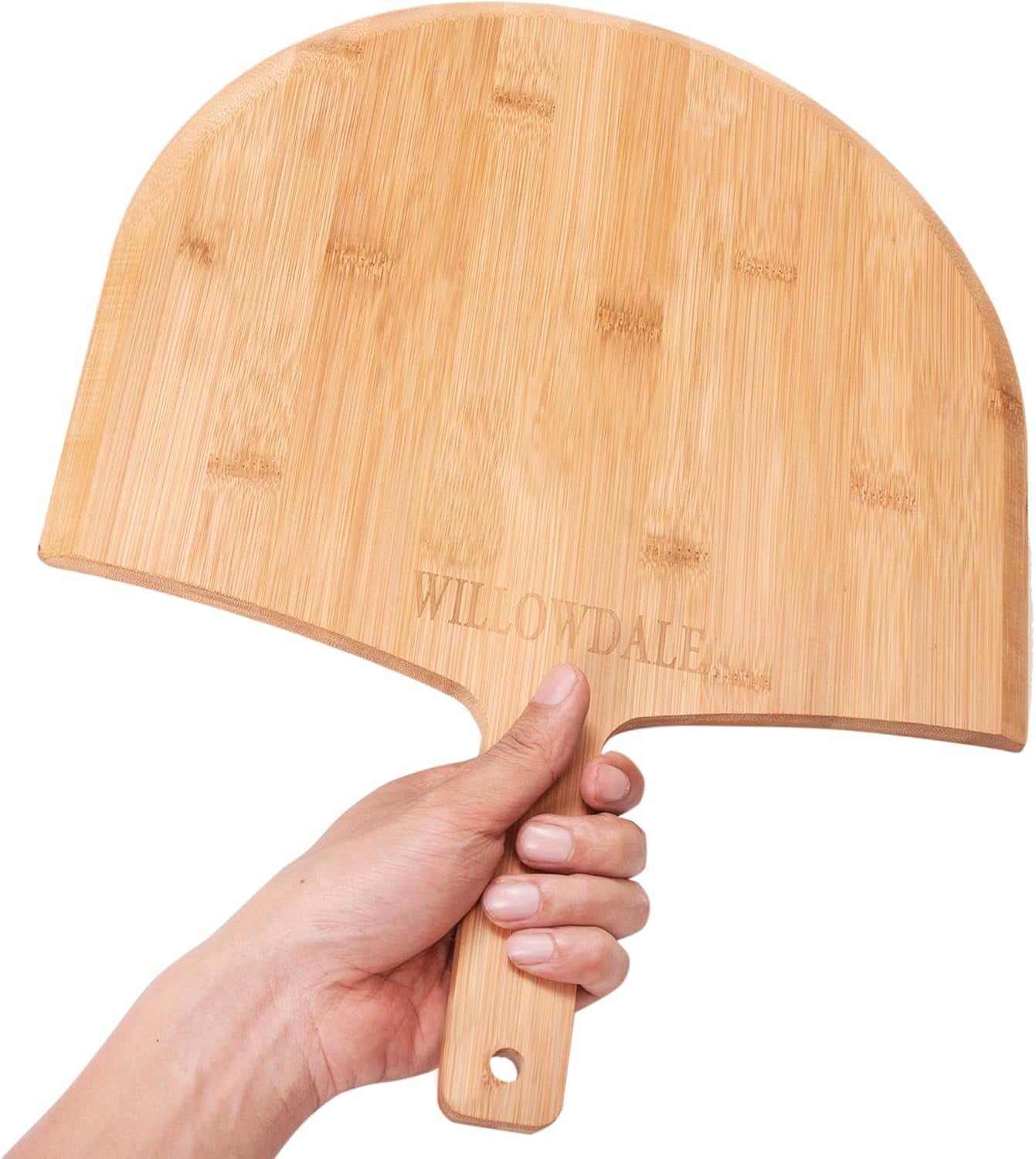 RGHJAR-12 Inch Wood Pizza Peel, 2pcs Kitchen Bamboo Pizza Paddle Spatula, Large Pizza Oven Accessories for Baking with Handle, Wooden Cutting Serving Board for Cheese Bread Pie Fruit Vegetable