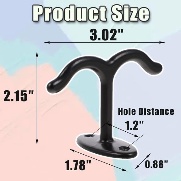 RGHJAR-12 Pcs Ceiling Double Hook with Screws - Prong Wardrobe Towel Hook - Zinc Alloy Top Mount Hooks for Coat, Hat, Towel, Robe, Clothes, Kitchen Utensils Under Cabinet Shelf Hooks (Black)