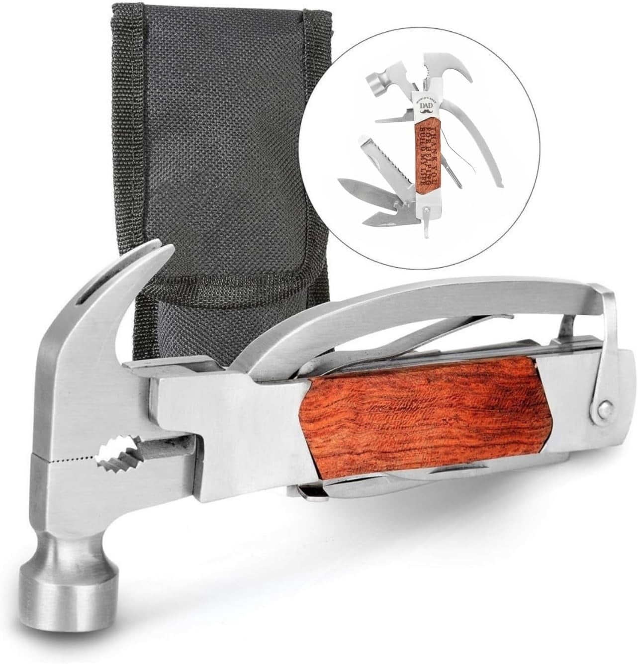RGHJAR-14 in 1 Multitool Hammer Multi Tool Survival Gear MultitoolSurvival Tools Camping Accessories With Pliers,Nail Puller,Screwdriver,Saw,Bottle Opener,Present for Husband,Dad,Grandpa