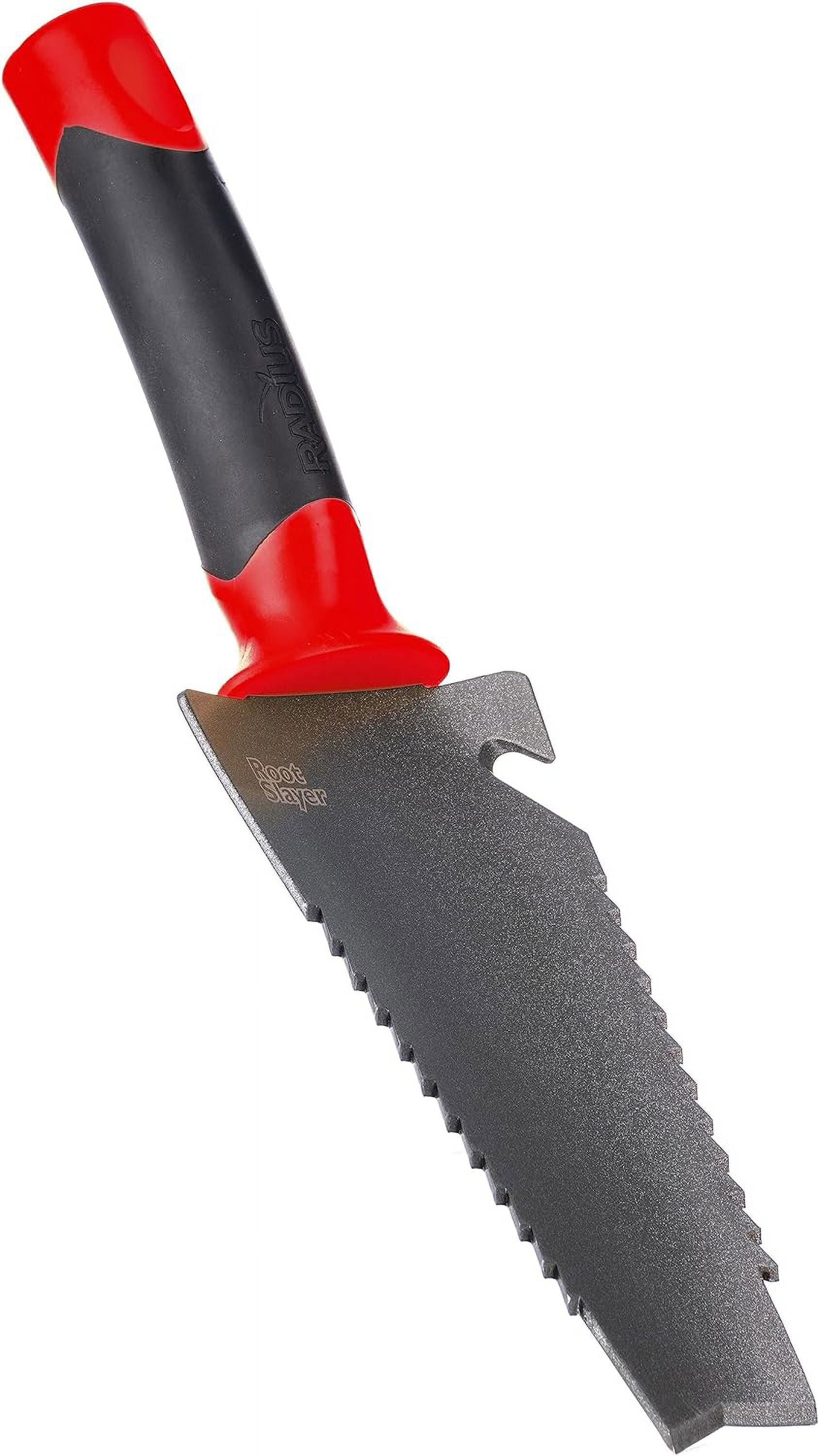 RGHJAR-16011 Garden Trowel with Serrated Blade for Digging and Root Cutting, Heavy Duty Steel Hand Tool, Red