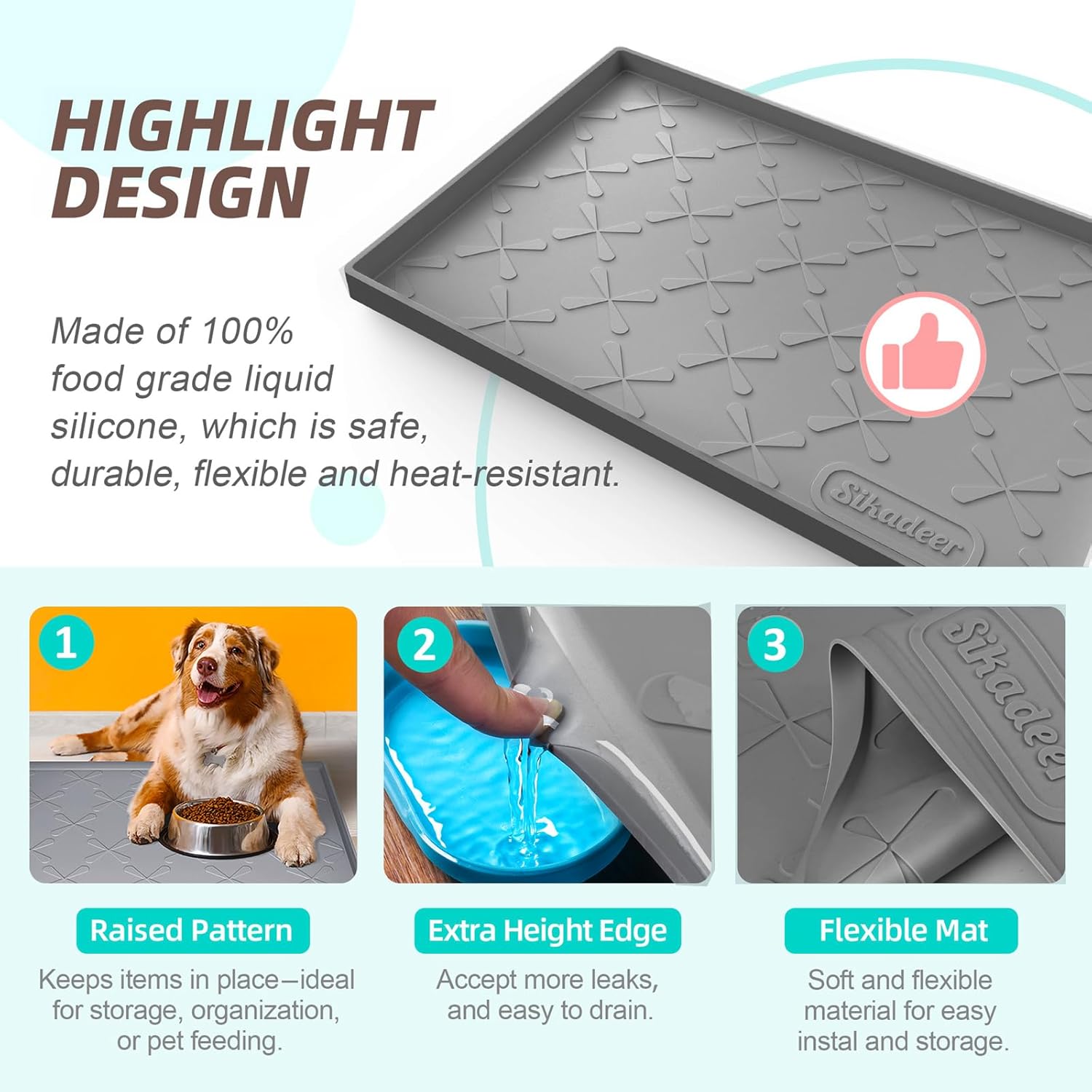 RGHJAR-19" x 19" Under Sink Mat Waterproof, Silicone Mat Kitchen Drawer Shelf and Cabinet Liner, Sink Protector for Kitchen Organizers and Storage, Boot Tray Pet Food Mats
