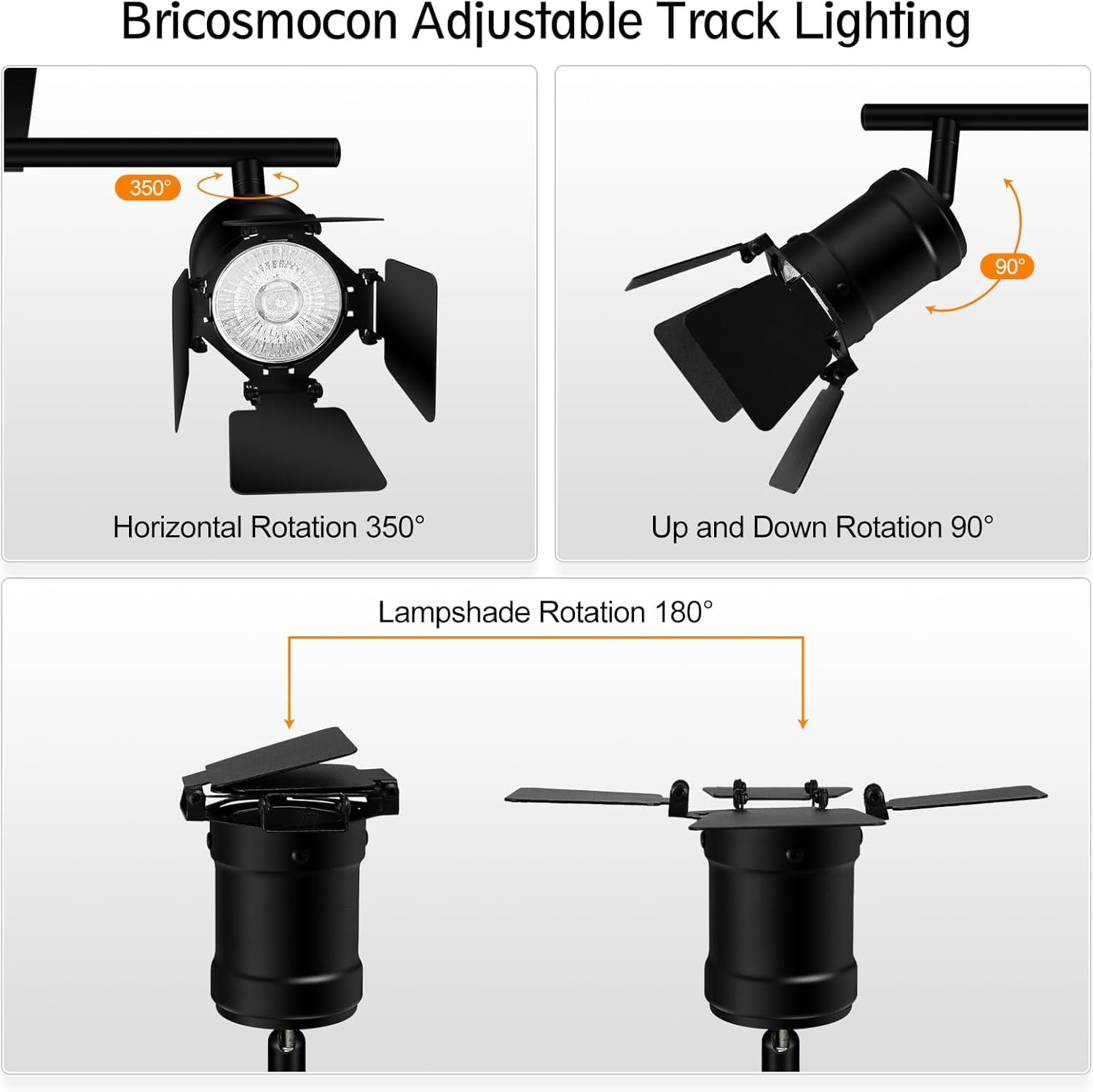 RGHJAR-2 Light Track Lighting Fixtures Ceiling, Black Track Lighting with Upgrade Lamp Heads, 2 Way Track Lights Ceiling, Vintage Industrial Track Light for Kitchen/Bar/Boy's Room,GU10 Bulb Not Inclu
