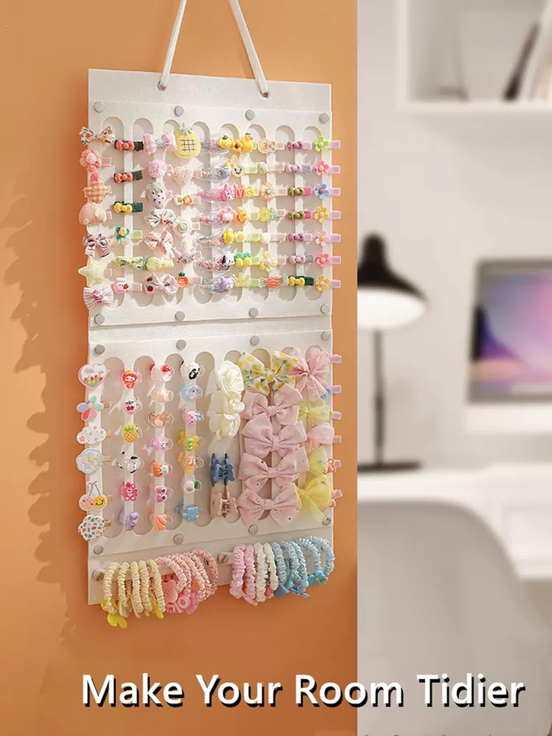 RGHJAR-2 Pack Hair Bows Holder,Hair Clips Storage Hanger Large Capacity,Hair Bows Organizer Wall Hanging for Girl Room,Hair Accessories Organizer（Pink）