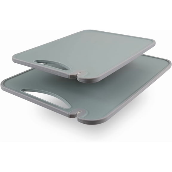 RGHJAR-2-Pack Reversible Cutting Board Set with Ceramic Knife Sharpener Non-Slip, Built-In Handle & Ruler, Dishwasher Safe (8" x 11.6" & 11" x 14.5")