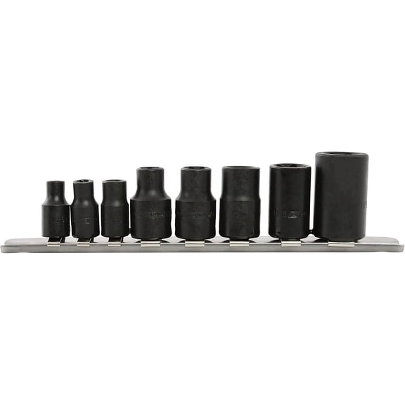 RGHJAR-25455 8 Piece External Impact Star Plus Socket Set, Extractor Set With 3/8 Socket Rail, Bolt Extractor Socket Set, 3/8 Inch Drive