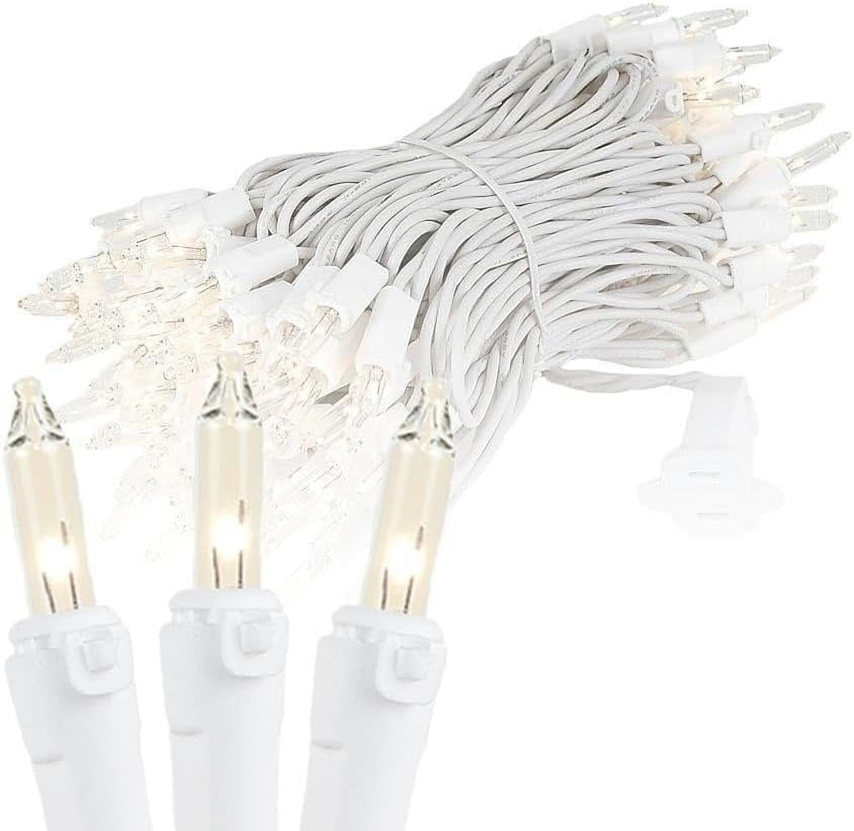 RGHJAR-34 Feet 100 Bulbs Traditional Incandescent Mini Lights, Clear on Black Wire with 4" Spacing, Commercial Grade and UL Listed for Indoor/Outdoor Use, End-to-End Connectable