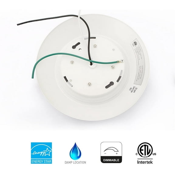 RGHJAR-4 Inch LED Low Profile Recessed & Surface Mount Disk Light, Round, 10W, >600 Lumens, 4000K Cool White, CRI80, DOB Design, Dimmable, cETLus Listed, 1 Pack(White)
