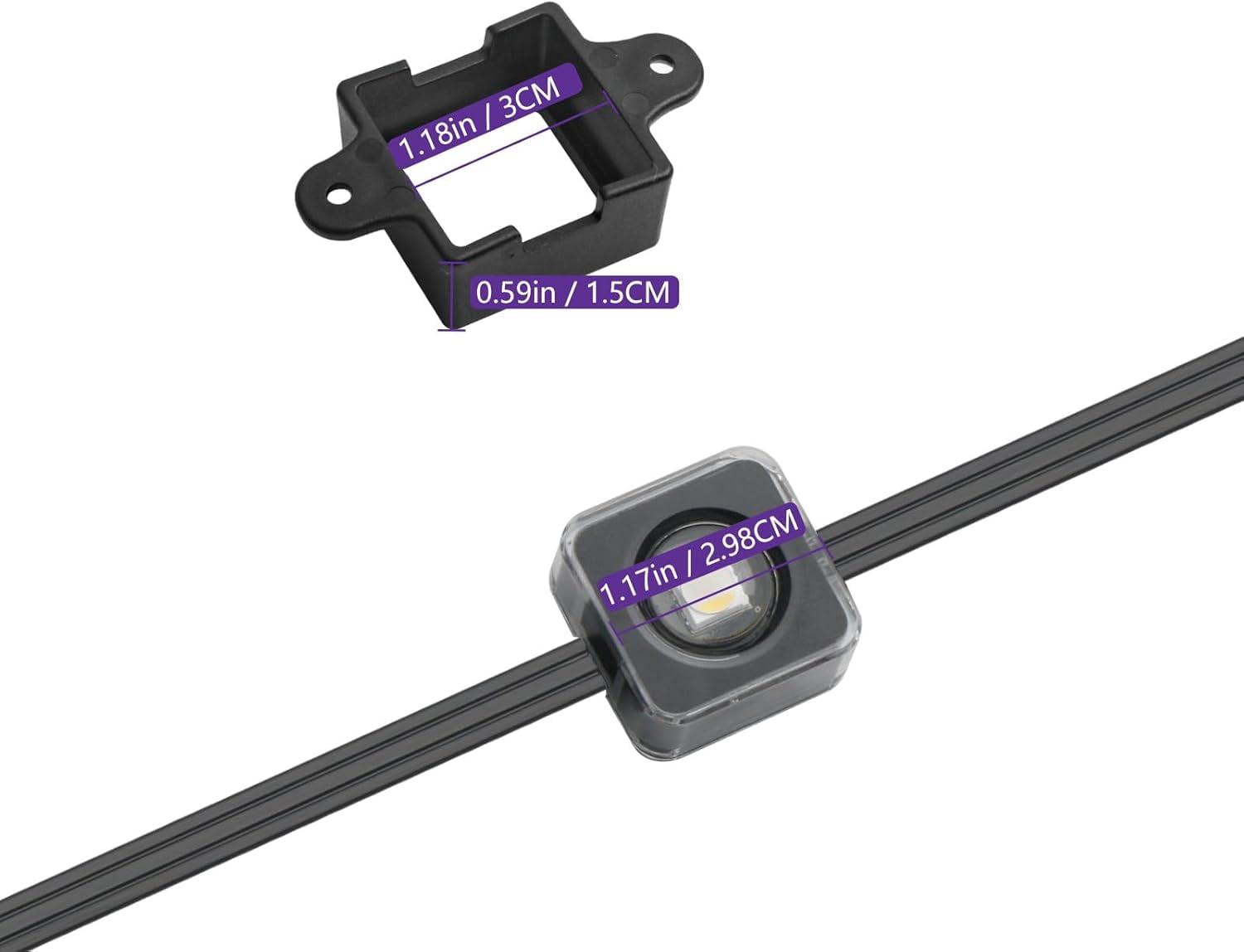 RGHJAR-40 of Black (Square) Set Light Clips for Govee Permanent Outdoor Lights, Compatible with H705 H805 Non-pro Version Outdoor Light Mounting Bracket Clips and 80 Screws