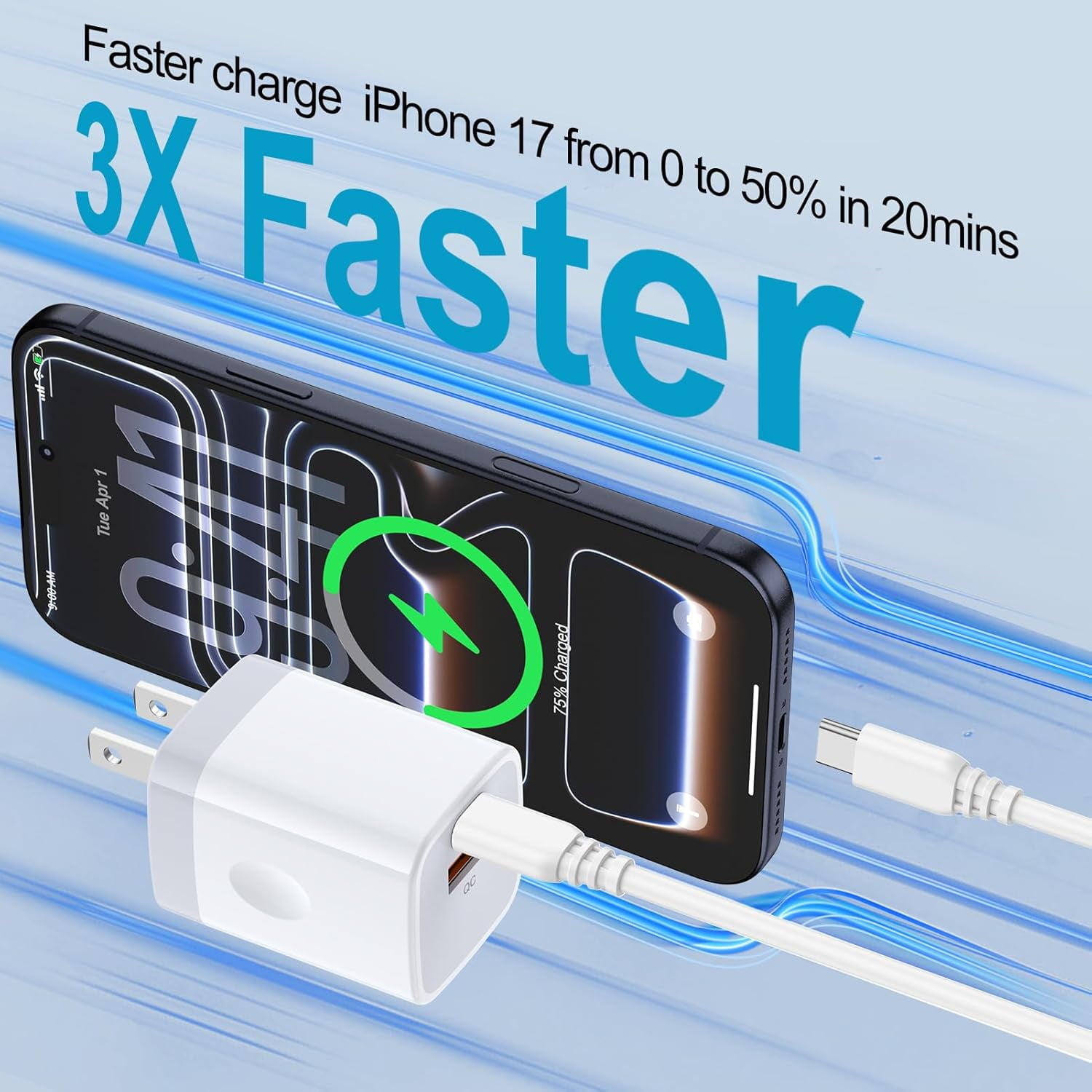 RGHJAR-40W Dual USB C Charger Block, 2 Port Compact Foldable PD 3.0 Fast USB C Power Adapter + QC 3.0 Wall Charger Plug Type C Charging Block for iPhone 17/16/15 Pro Max iPad Samsung Galaxy S26 S25 P