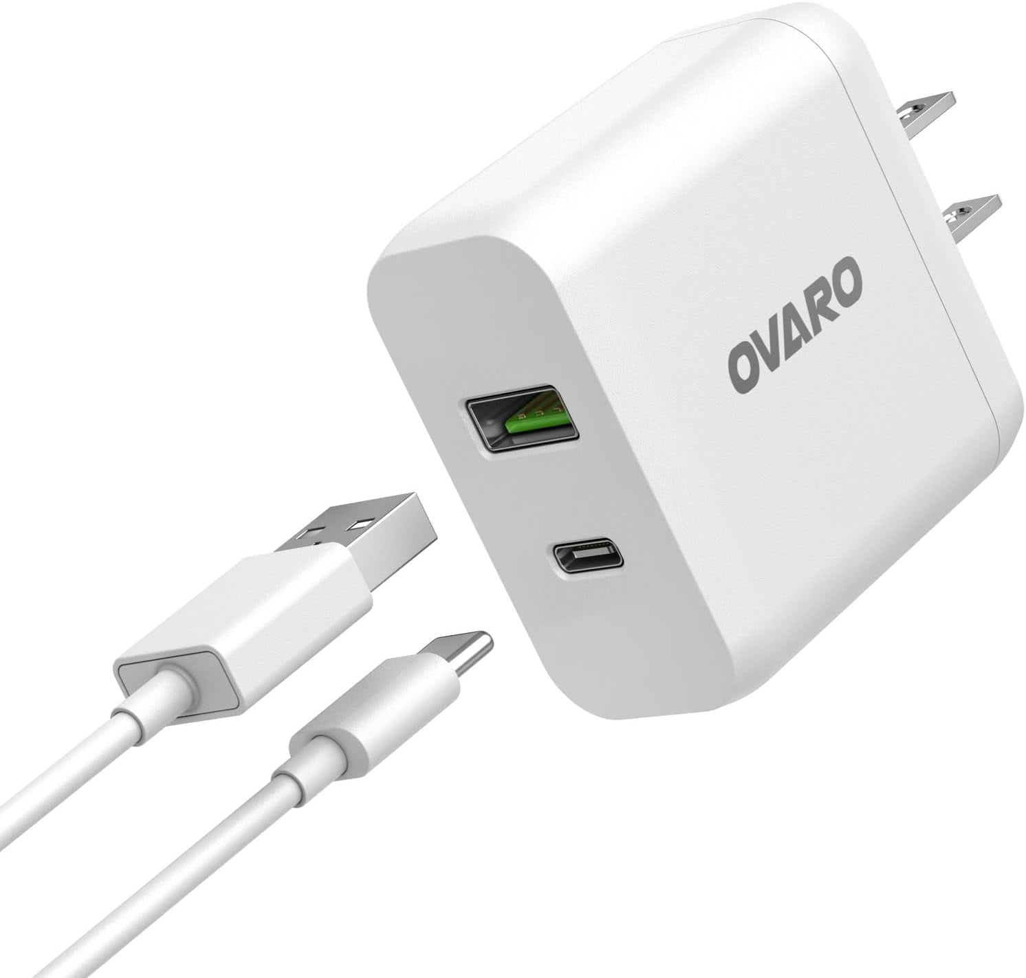 RGHJAR-45W Type-C Fast Charger + 3m USB-C Cable, Dual USB-C/USB-A PD Wall Adapter for iPhone 17/17 Pro Max, New iPad Pro Air, Samsung Galaxy S24/S25 &More– Fast Charging, Overcharge Protection