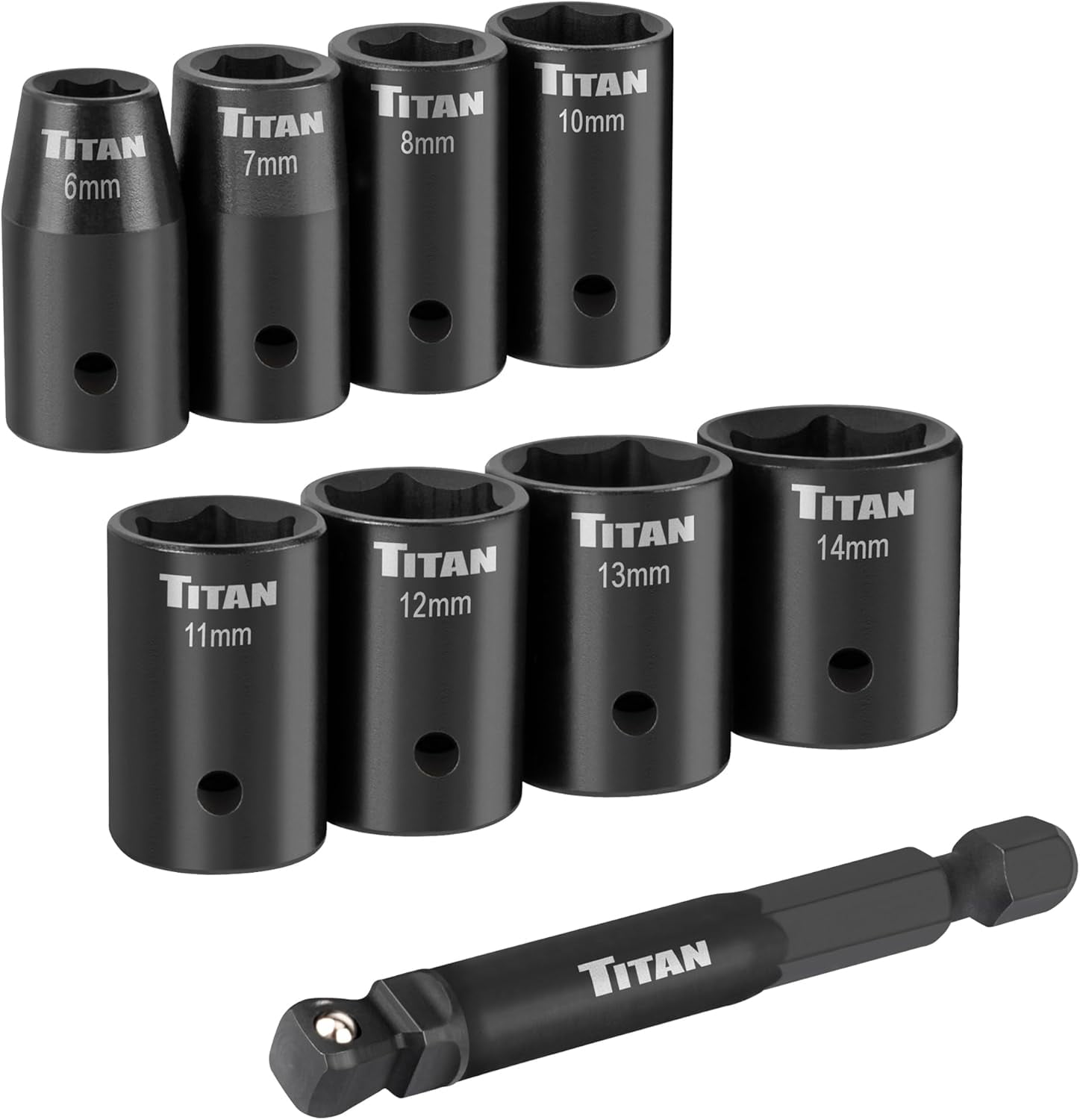 RGHJAR-46201 9-Piece 1/4-Inch Drive Metric Shallow Impact Socket Set, 6-Point, Metric Sizes 6 to 14mm