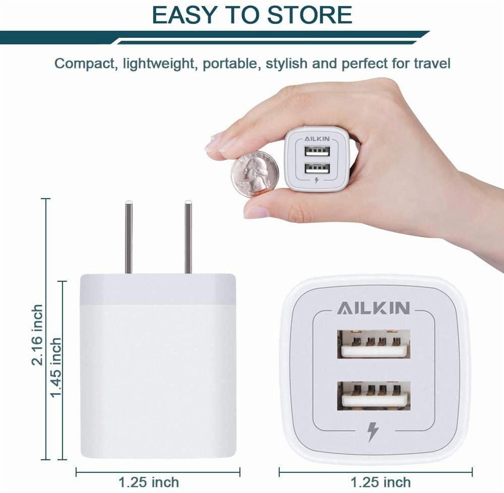 RGHJAR-【5Pcs】 USB Plug, Wall Charger Fast Charging Block, Power Adapter Cube 2 Port Charge Travel Brick Cell Quick Chargers Box cargador for iPhone 17 16e 16 Pro Max 15 14 13 12 SE 11Pro Max Samsung