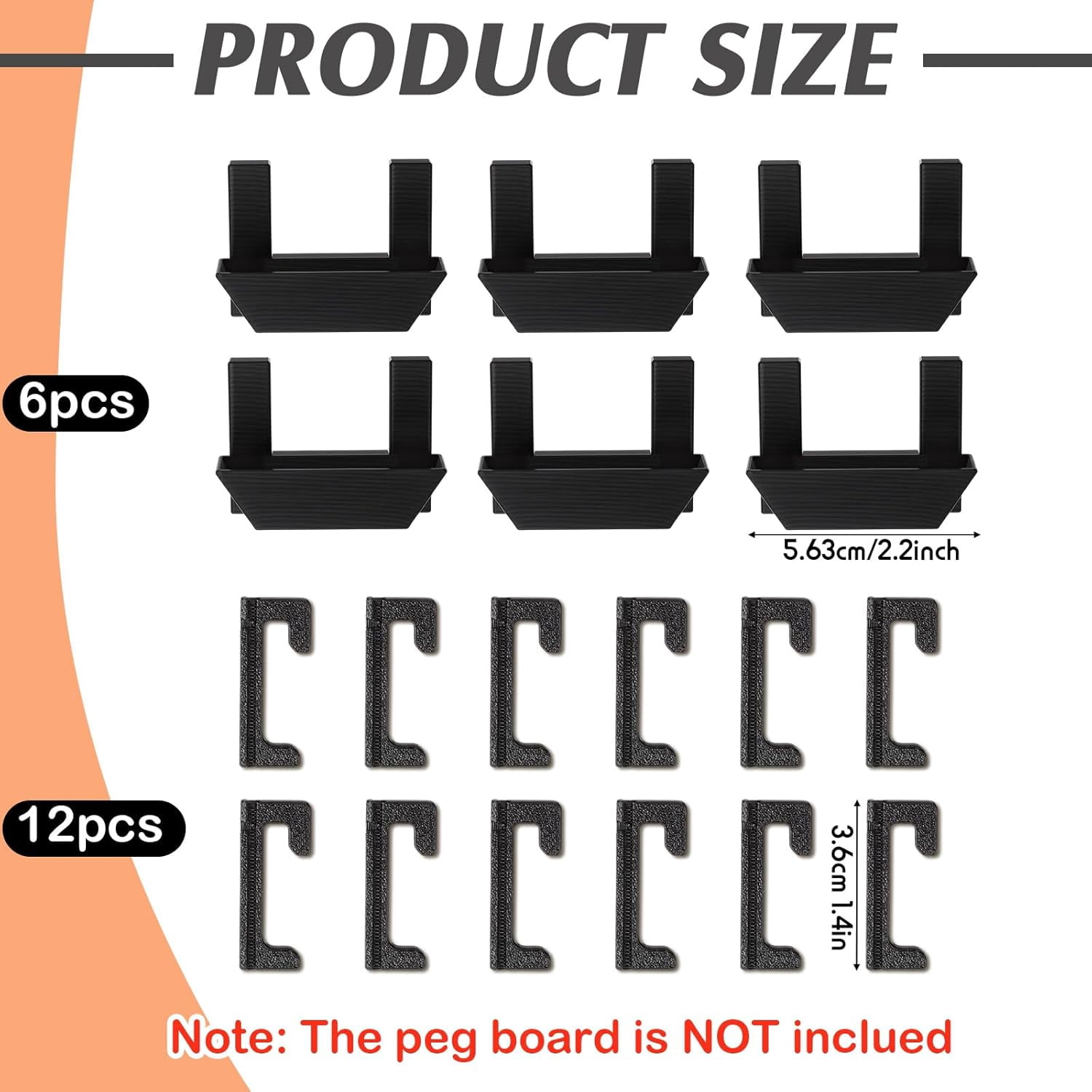 RGHJAR-6 pcs Pegboard Plier Holders Plastic pegboard Screwdriver Holder peg Board Accessories Peg Board Hooks Tool Holders for Garages, Shops, Hanging Plier, Wrenches (Black)