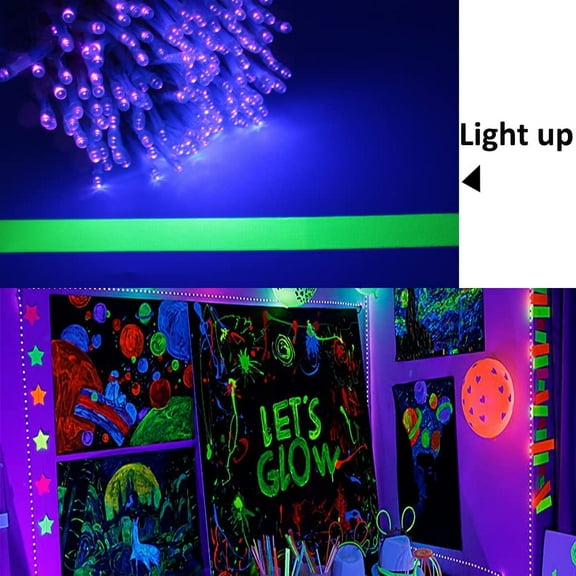 RGHJAR-60ft Black Light String Lights for Glow Party, 240 LEDs Blacklights Fairy Lights with Remote Plug in for Bedroom Birthday Party Fluorescent Poster Indoor Dcor
