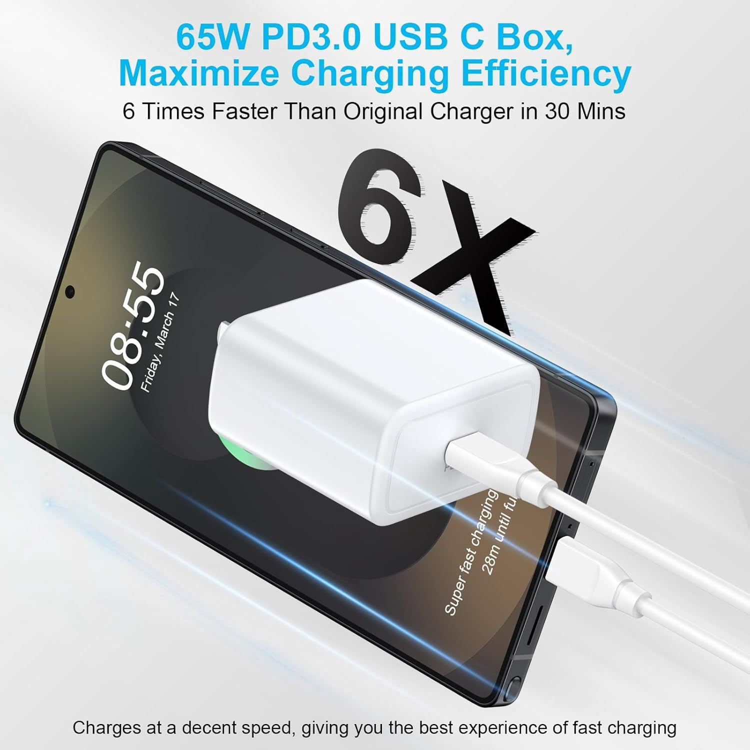 RGHJAR-65W Type C Super Fast Charger Block for Samsung S26 Ultra S26+ S26, USB C Brick Fast Charging Base Cube Power Adapter for Galaxy S25 S25 Ultra S24 FE S24 Ultra S23 S22 S21 A57 A37 A17 A07 A35