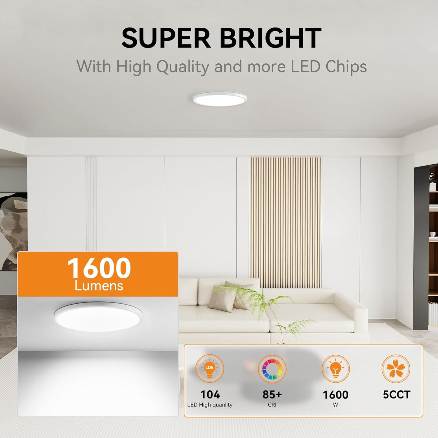 RGHJAR-7.5Inch LED Ceiling Lights, 5 Colors Selectable (3000K/3500K/4500K/5000K/6000K) Flush Mount Ceiling Lights, Ultra Thin LED Lights Fixtures 0.87Inch for Dinning Room